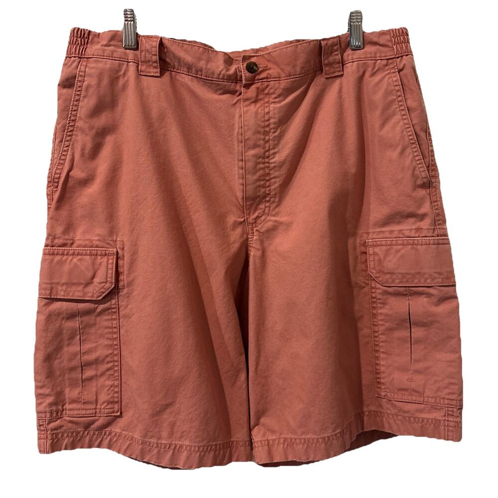 LL Bean Cargo Shorts Mens 38 Coral -100% Cotton- Comfort Waist